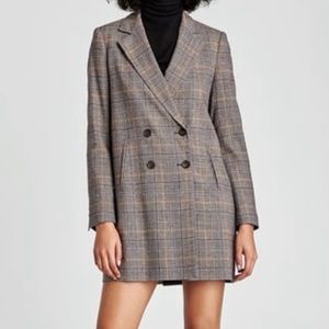 Zara Checkered/Plaid Double Breasted Blazer